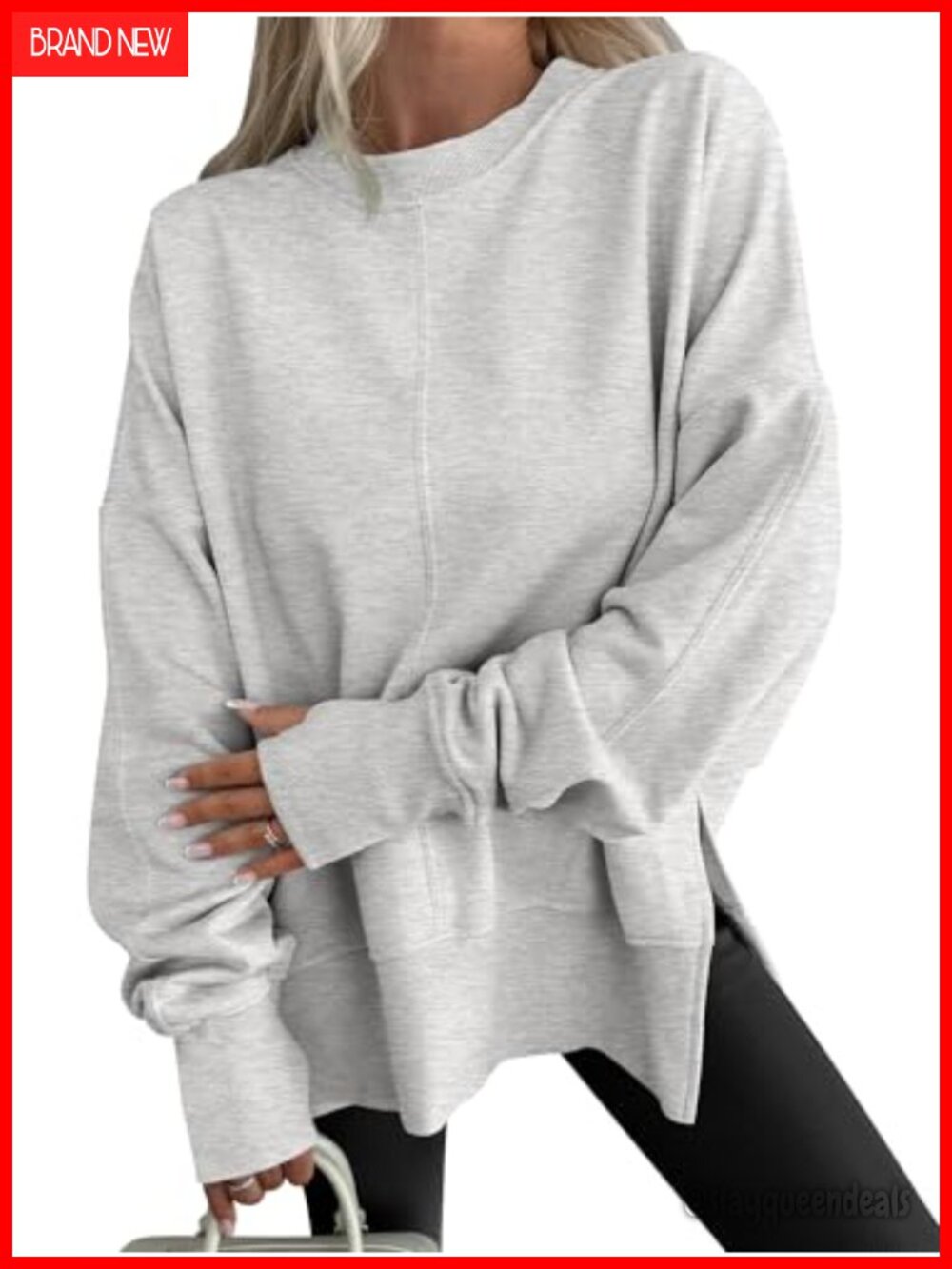 Oversized Sweatshirt with Thumbholes Pullover Fall Casual Crew Neck
